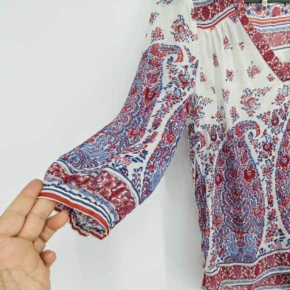 Joie | Fraizer Floral & Paisley Silk Boho Top Sz S - Picture 9 of 14